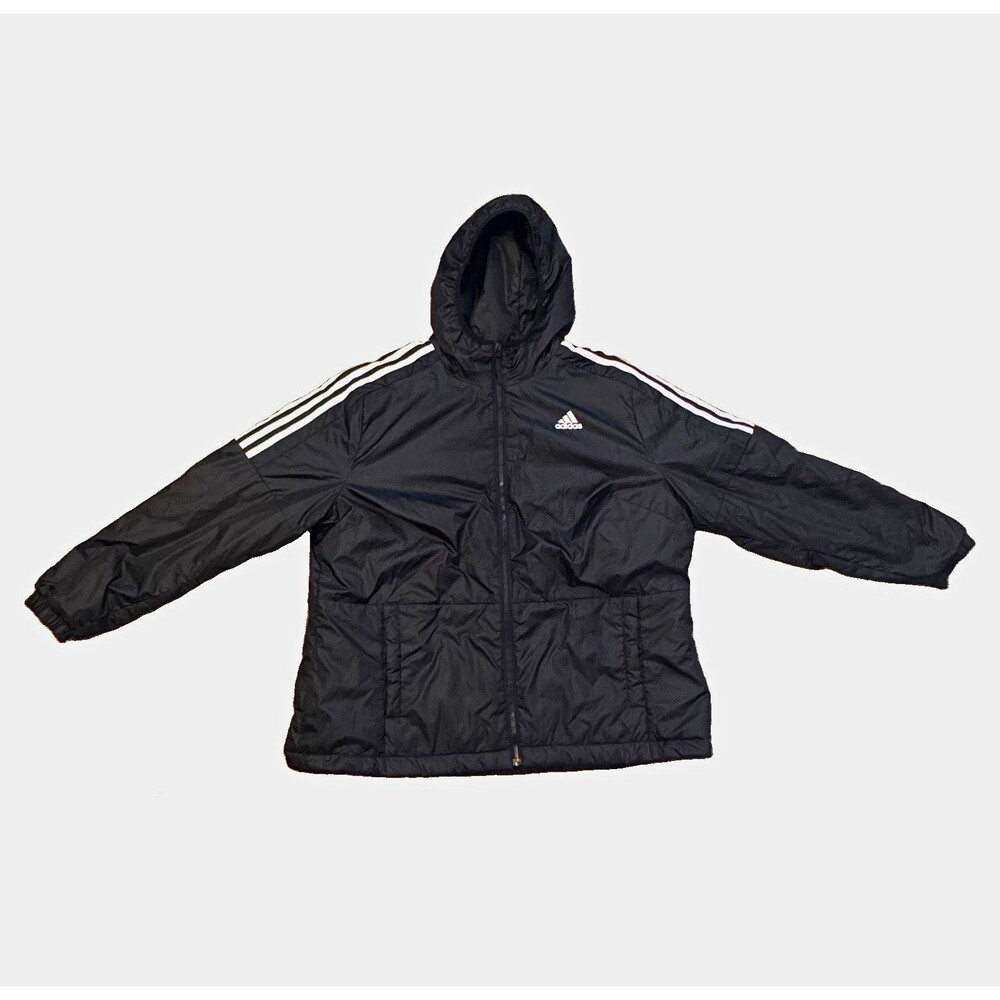 adidas essentials Primegreen Women’s 1X Black Hooded Full Zip Puffer Jacket